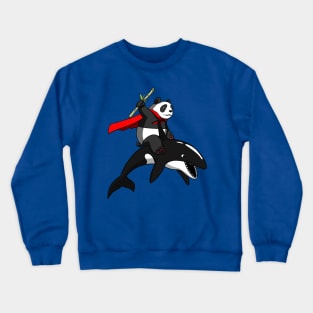 Panda Bear Riding Orca Whale Crewneck Sweatshirt